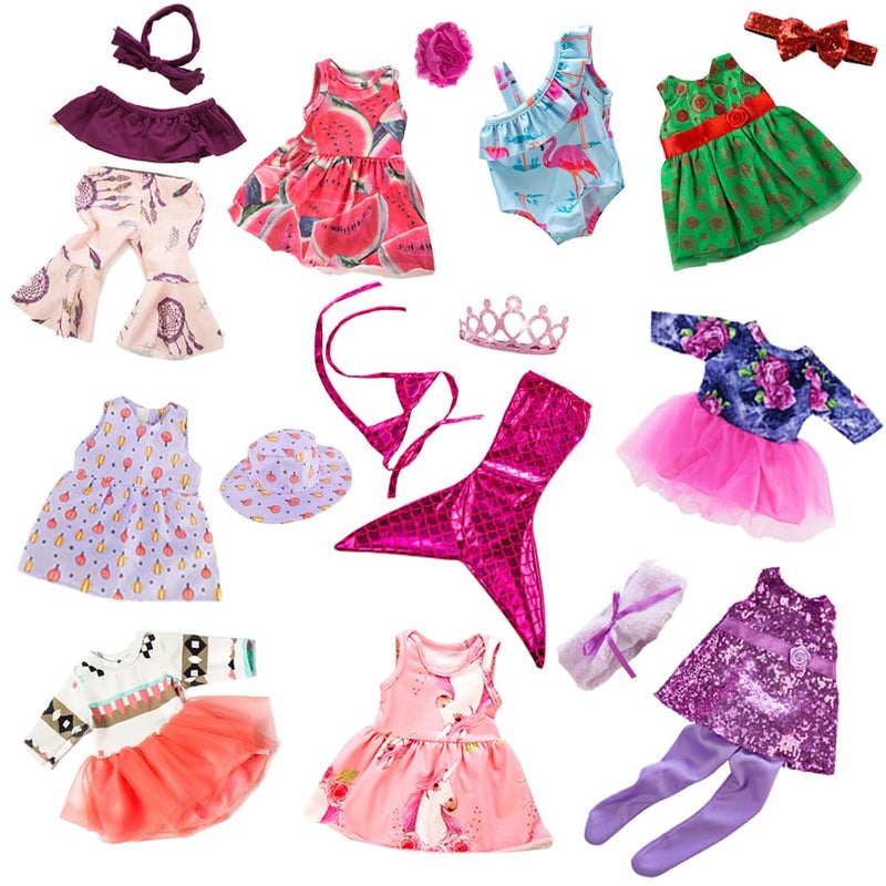 ebuddy 10 Set 18 Inch Doll Clothes - Fashion Outfit Fit for 18 inch Girl Doll (Only Clothesl) - Image 2